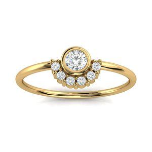 14K Yellow Gold Minimalist Stackable Diamond Ring